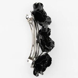 🖤 Zara NWT Metallic Floral Hair Barrette Clip
